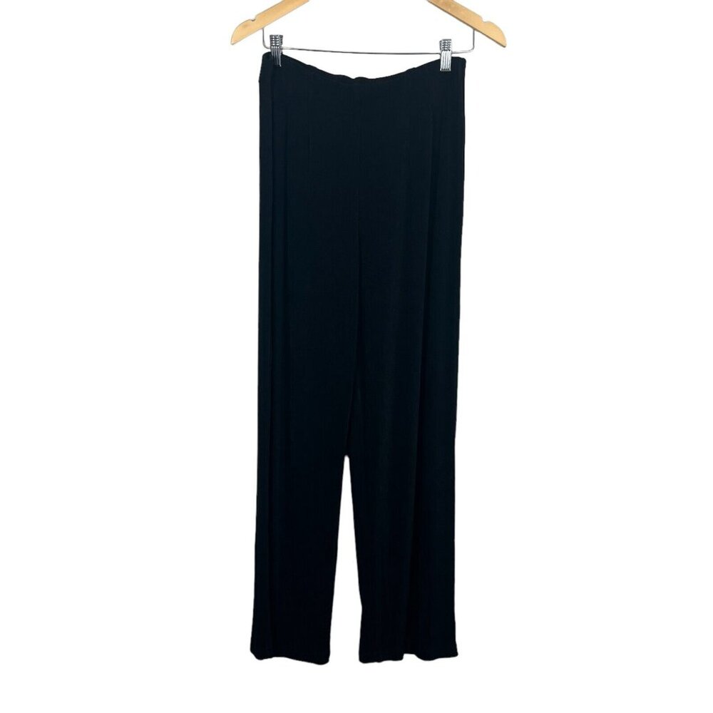 Chicos 2 Travelers Pants Womens Large 12 Black Slinky Pull On Straight Leg L